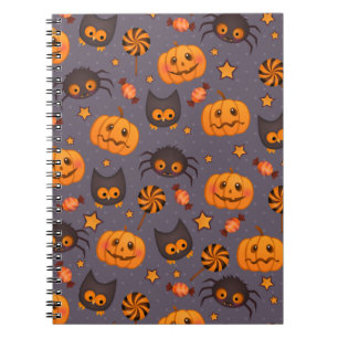 Gullig bakgrund för Halloween mönsterlilor Anteckningsbok