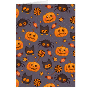 Gullig bakgrund för Halloween mönsterlilor Hälsningskort