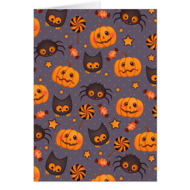 Gullig bakgrund för Halloween mönsterlilor Hälsningskort (Framsidan)