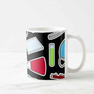 Gullig bakgrund för labbmönstersvart kaffemugg
