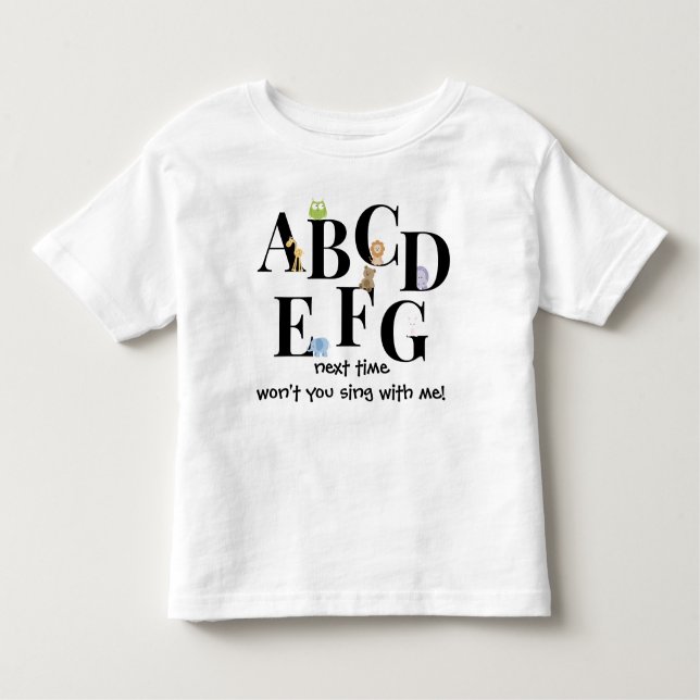 Gullig barns alfabetskjorta, ABCDEFG… T Shirt (Framsida)