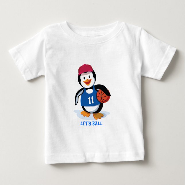 Gullig basketpingvin t-shirt (Framsida)