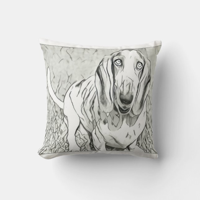 Gullig Bassethunddekorativ kudde (Framsida)