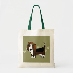 Gullig Bassethundtecknad - brun vit och svart Tygkasse