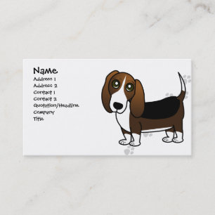 Gullig Bassethundtecknad - brun vit och svart Visitkort