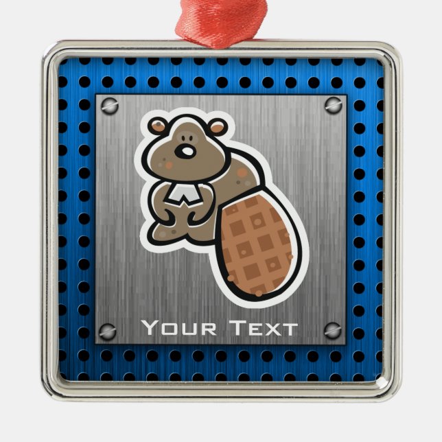 Gullig bäver; Metall-look Julgransprydnad Metall (Framsidan)