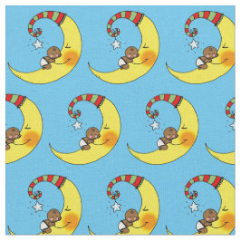 gullig bebis som sovar på gul månebarnkammare tyg