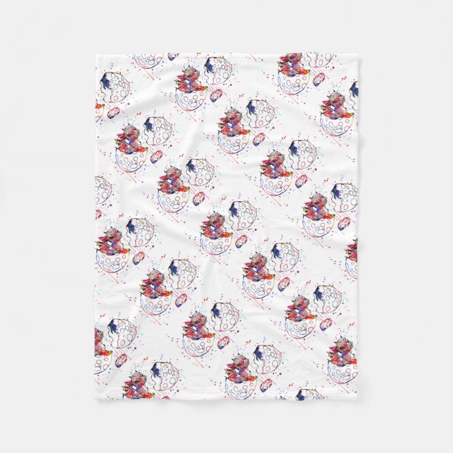 Gullig bebisdrake, vattenfärgbebisdrake fleecefilt (Framsidan)