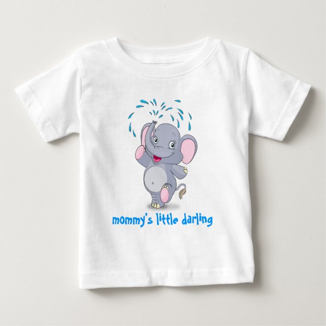 Gullig bebiselefant med mommys lite älskling tee (Framsida)