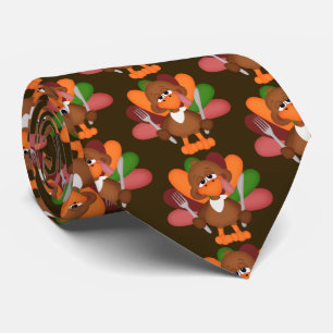 Gullig belagd med tegel tie för thanksgivingmiddag slips
