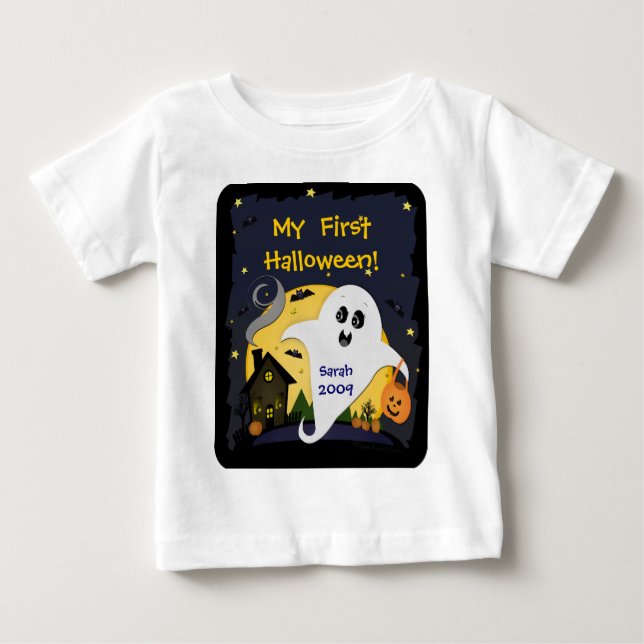 Gullig beställnings- Halloween spöke & vänner Tee Shirt (Framsida)