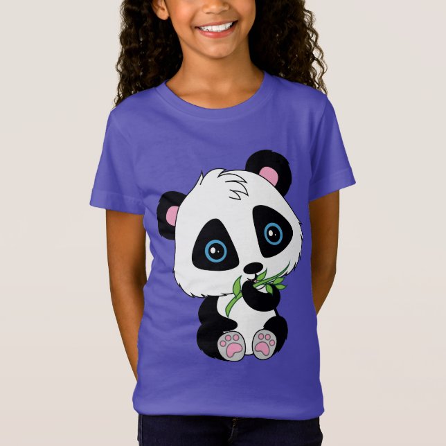 Gullig björn för ätabambuPanda T-shirt (Framsida)