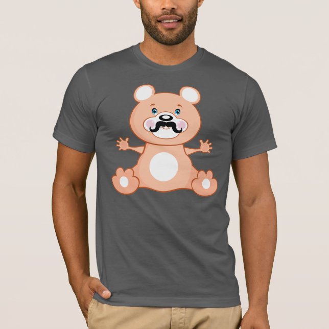 Gullig björn med mustasch tee (Framsida)