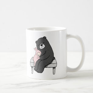 Gullig björn- och kaninkärlekmugg för björn & kaffemugg