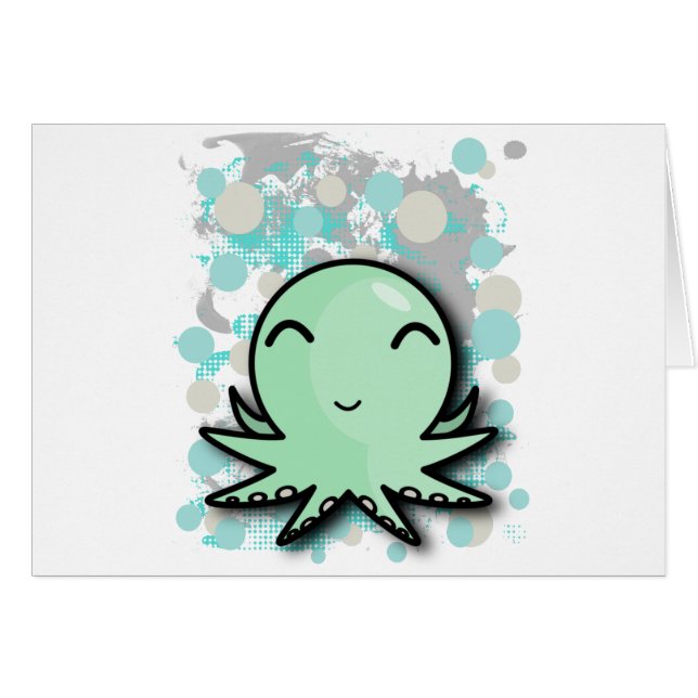 gullig bläckfiskdesign hälsningskort (Framsidan Horizontal)