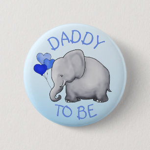 Gullig blått sväller elefanten som baby shower knapp