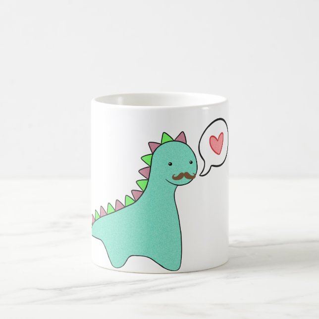 Gullig blåttDinosaurmustasch Kaffemugg (Center)