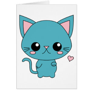 Gullig blåttKawaii katt Hälsningskort