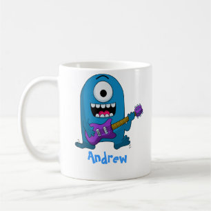 Gullig blåttmonstergitarrist kaffemugg