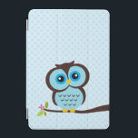 Gullig blåttuggla iPad mini skydd<br><div class="desc">Den förtjusande vektorillustrationen av en gullig uggla perched på en trädgren på en polka dotsbakgrund.  Konst vid den Babystar designen på mygrafico.com</div>