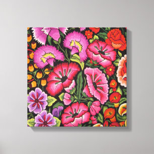 Gullig blom- kanfas. Blommor mexicansk stil Canvastryck