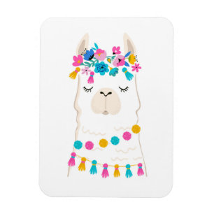 Gullig blom- Llama Magnet