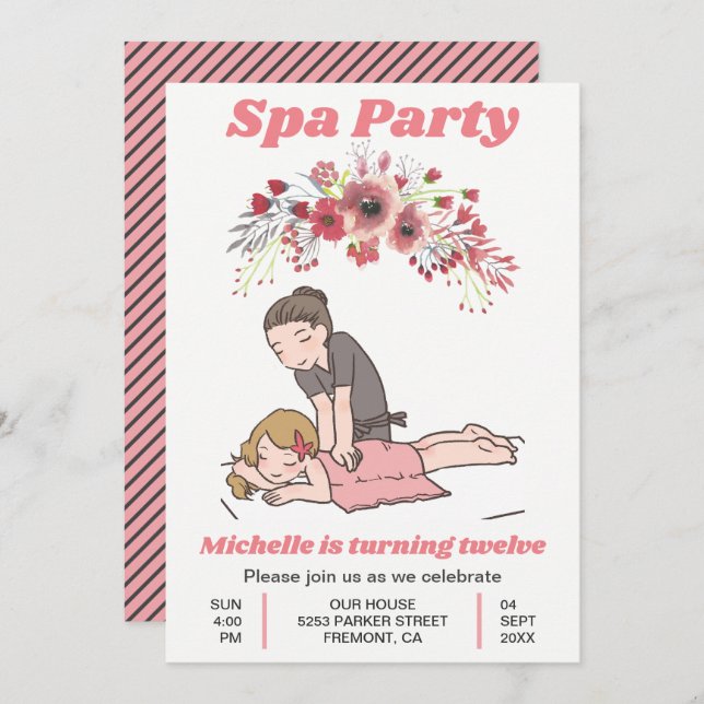 Gullig blom- Spaflick kalas Inbjudningar (Fram/baksida)