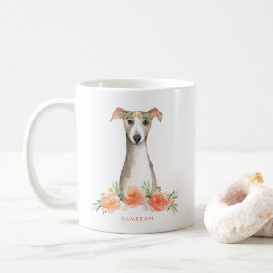 Gullig blommigt för vattenfärgWhipperpersika Kaffemugg