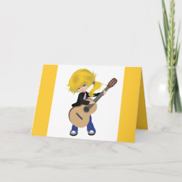 gullig blond gitarrsten för flicka kort