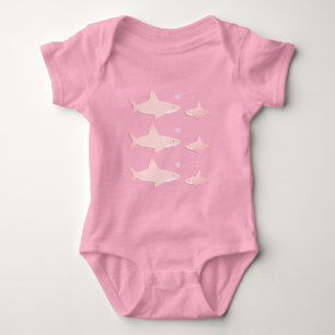 Gullig Bodysuit för baby för hajrosor T Shirt
