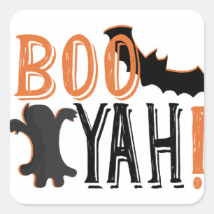 gullig booyah halloween fyrkantigt klistermärke