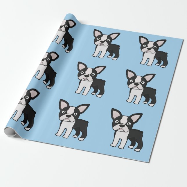 Gullig Boston Terrier Presentpapper (Utrullad)