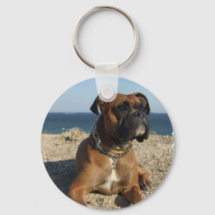 Gullig boxarehund Keychain Nyckelring