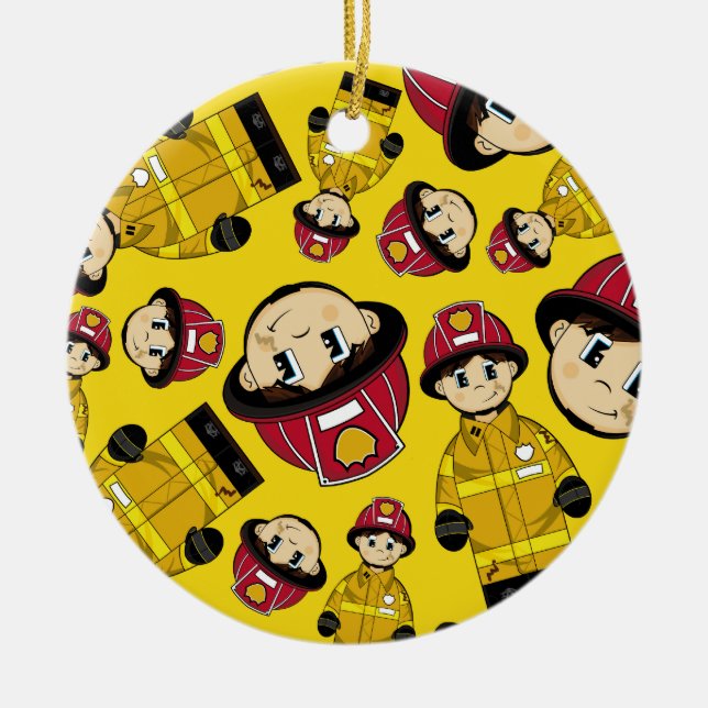 Gullig brandmanprydnad julgransprydnad keramik (Framsidan)