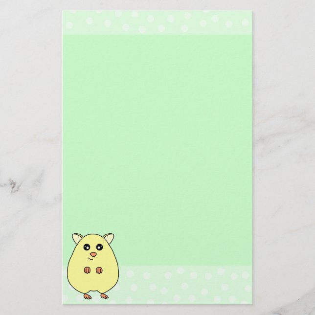 Gullig brevpapper för Mint för tecknadkrämHamster (Framsida)