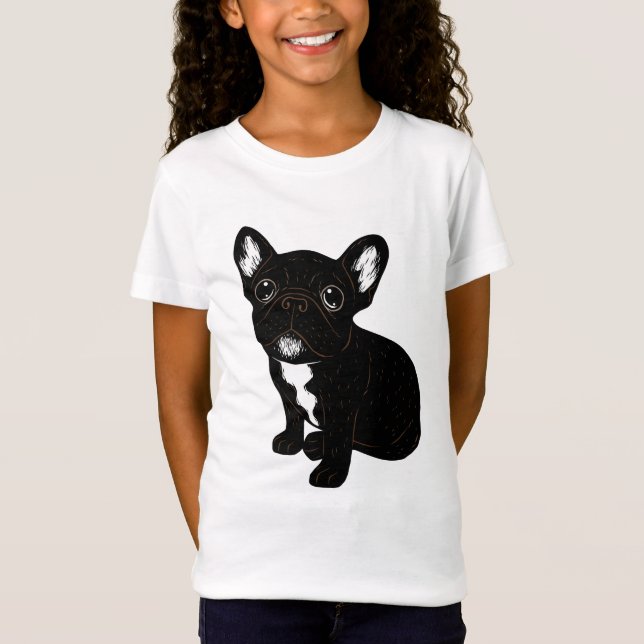 Gullig Brindle Frenchie valp T Shirt (Framsida)