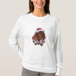 Gullig brun spaniel i den julsanta dräkten tee shirt
