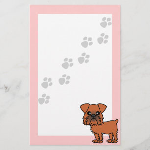 Gullig Bryssel Griffon tecknad - Pawprint rosa Brevpapper