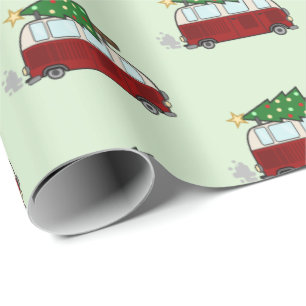 Gullig campare som Hauling en julgran Presentpapper