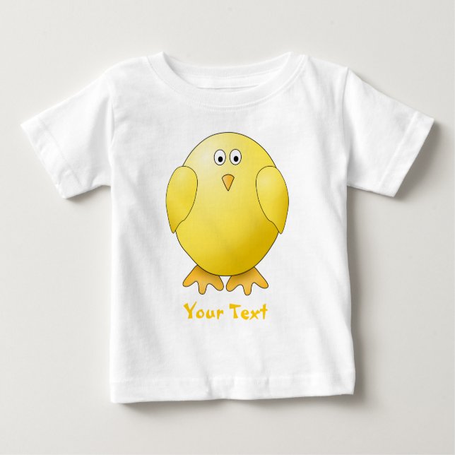 Gullig chick. Lite gul fågel. Beställnings- text Tee Shirt (Framsida)