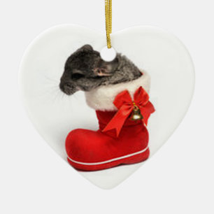 Gullig Chinchilla i julstrumpa Julgransprydnad Keramik
