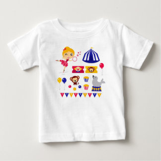 Gullig cirkusupplaga för hand plockade: tee shirt