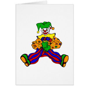 Gullig clown med blommor OBS kort