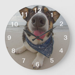 Gullig Corgi med tungan ut Stor Klocka
