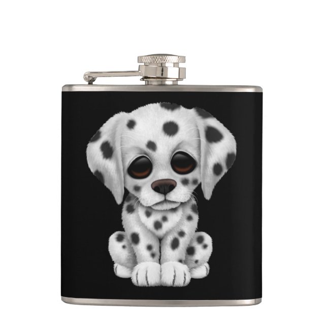 Gullig Dalmatian valphund på svart Fickplunta (Framsidan)