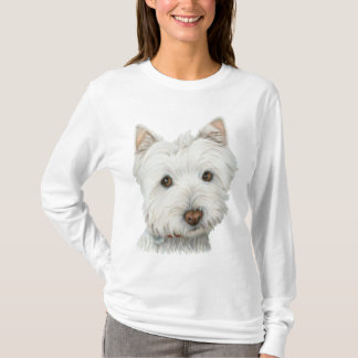 Gullig dam tshirt för Westie hundkonst Tee