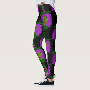 Gullig damasker för Halloween häxasvart Leggings