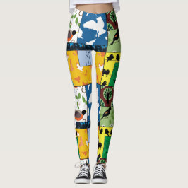 Gullig damaskerYoga flåsar genomkörarebyxorFÅGLAR Leggings