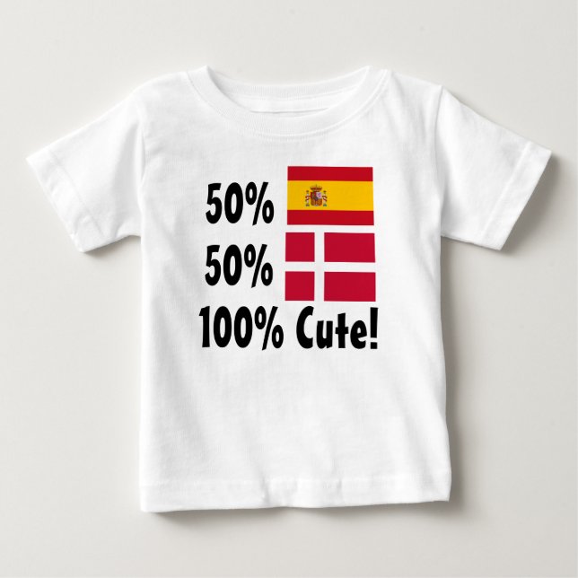 Gullig danska 100% för 50% spanjor 50% t shirt (Framsida)