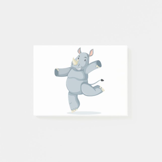 Gullig dansnoshörning post-it block (Framsida)